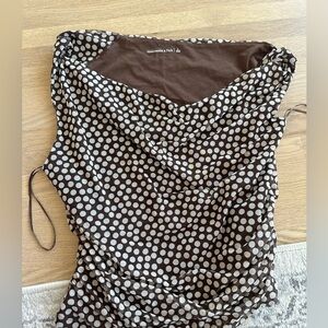 Abercrombie & Fitch Brown and White Polka Dot Blouse